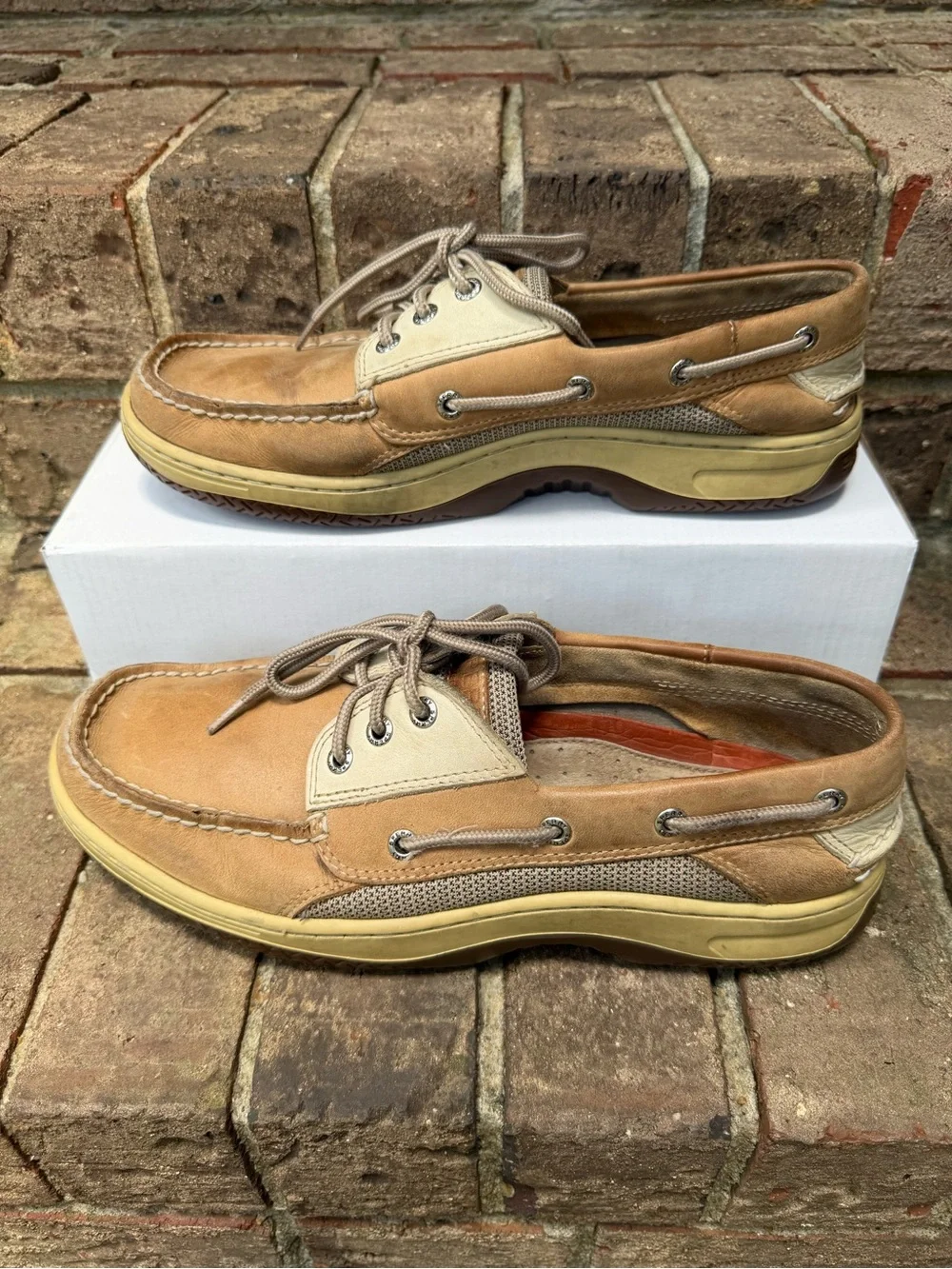 Sperry Top Slider Tan Leather Boat Shoes Men’s Size 10M